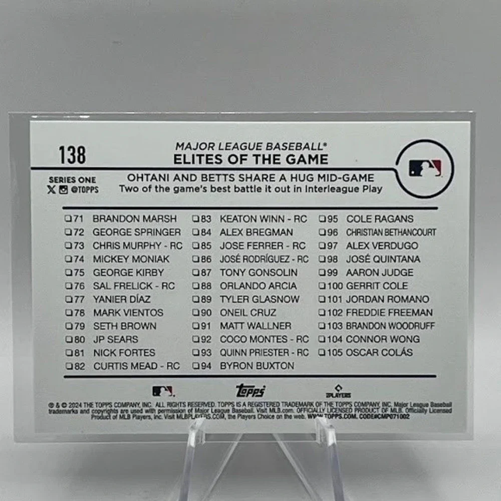 Shohei Ohtani Mookie Betts 2024 Topps Series 138 MLB Los Angeles Angels Dodgers